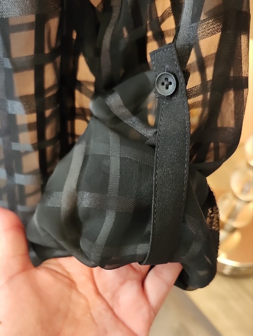 Quintessential Sheer Plaid Button-Up Blouse - Picture 7 of 8